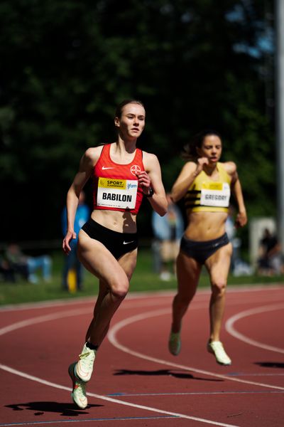 Rebekka Leslie Babilon (Germany) ueber 400m  am 28.05.2022 waehrend der World Athletics Continental Tour IFAM Oordegem in Oordegem